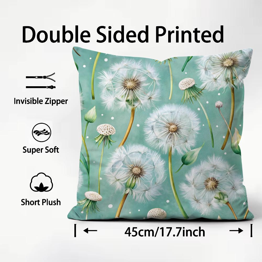 Dandelion Fashion Cushion Cover Plush Fabric Soft DoubleSided Printed Sofa Warm Winter Home Child Gift Pillow Case