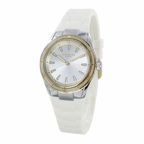 

Coach Women s Gold and White Rubber Strap Watch 14503575