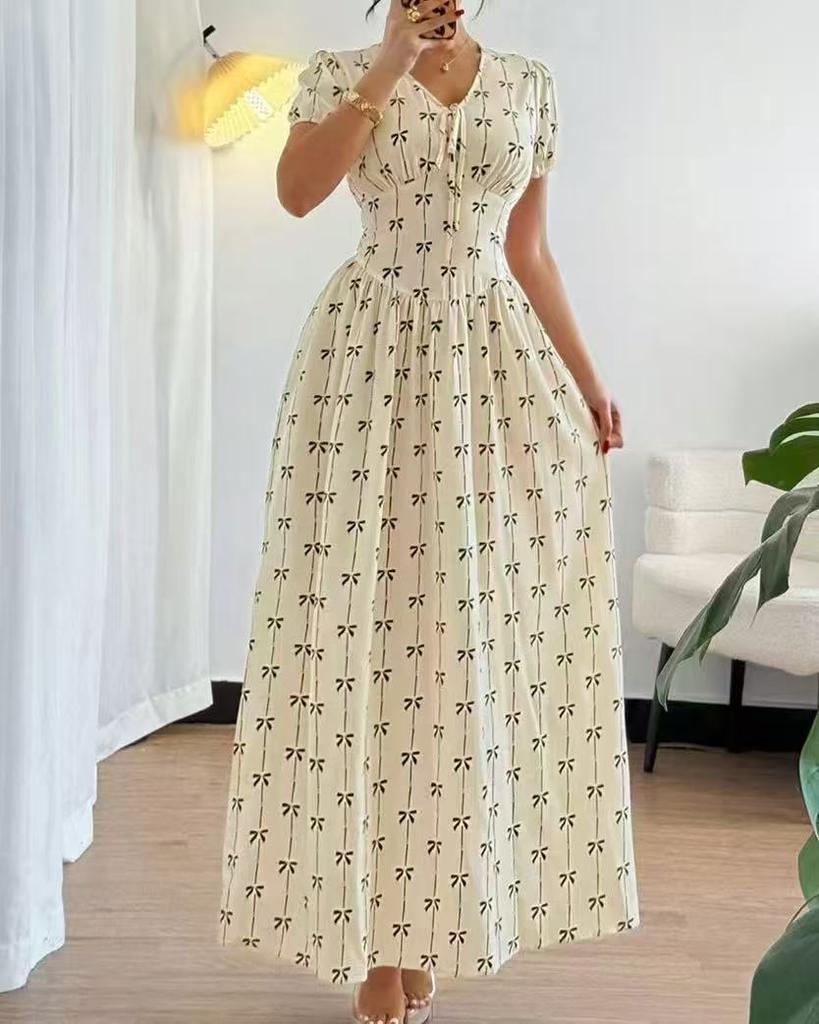 Summer new floral print long dress dress women