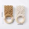 2 Pack Elegant Wooden Cotton Rope Towel Rings Hand Woven Bathroom Accessories For Home Decoration