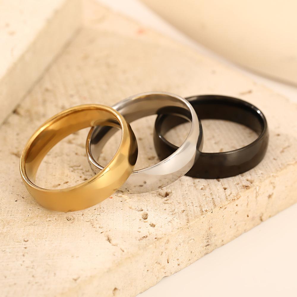 s/6MM Trendy Titanium Steel Simple Glossy Ring for Women Men Couple Multi-size Wedding Rings Party Gifts Jewelry Accessories