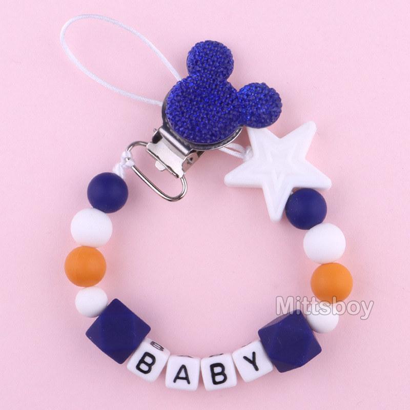 Newest Custom Personalized Name Pacifier Clips Handmade Beech Chains Silicone Beads Holder Soother Baby Teething Toys Chew Gift