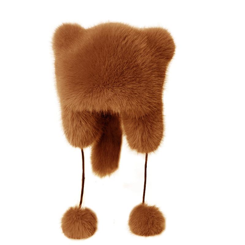 Thickened Warm Princess Hat In Autumn and Winter Fashion Ear Protection Hat Raccoon Plush Hat Imitation Fox Hair Woman