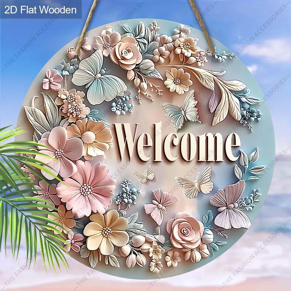 2D flat hanging decorative signs,interior wall or door decoration,garden decoration,"Welcome"logo,a housewarming gift for friends
