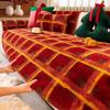 Hongyun Plaid Rabbit Plush Sofa Cushion Winter Thickened Sofa Seat Cushion Non-Slip  New Sofa Cover Cover Cloth