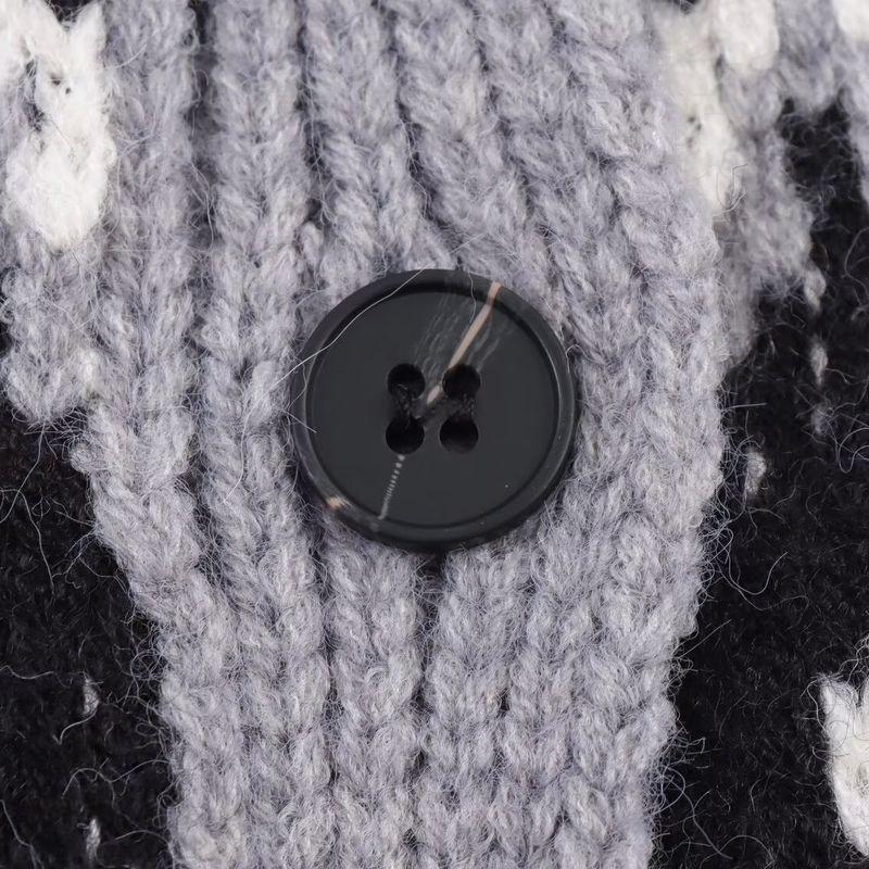 Kaslead New Women's Clothing European and American Style Fashionable Simple All-Match Short Jacquard Knitted Cardigan