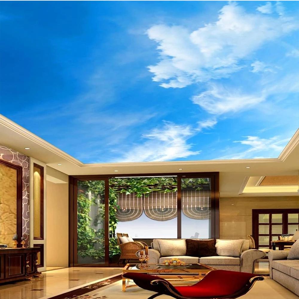 Ceiling Wallpaper Blue Sky White Clouds Ceiling Wall Sticker Suitable For Bedroom Lobby 3d Wall Mural Home Decor