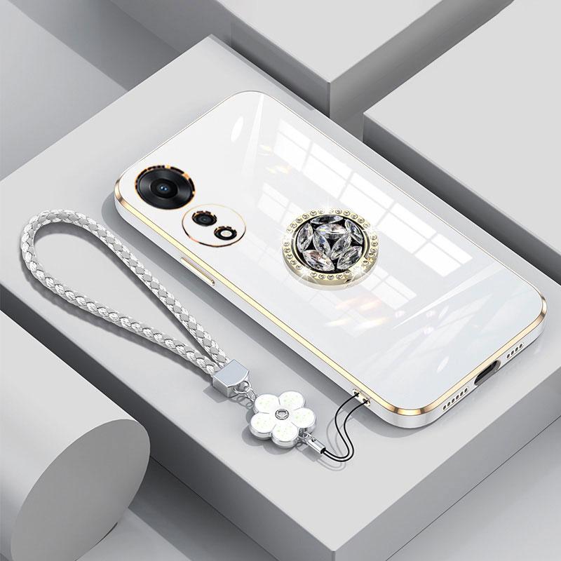 A98 5G Case Luxury Diamond Ring Cover For OPPO A98 2023 CPH2529 A78 A58 A16 A17 A38 Phone Case With Lanyard Plating Case A 98