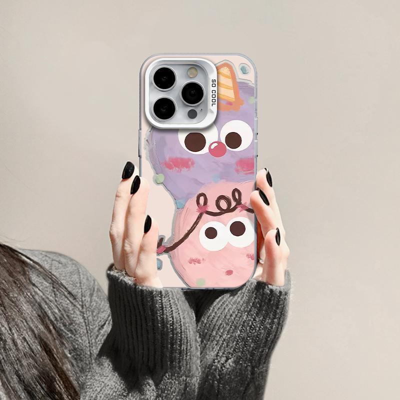 Cartoon Coal Ball iPhone 16 Pro Max Phone Case 15 Pro New 17 Color Silver MD Premium Color Block Protective Case