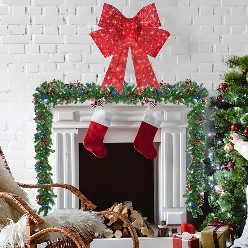 Christmas Decorations, Christmas Bow Decoration, Large Christmas Bows Outdoor, Christmas Bows Comes With Adhesive Backing