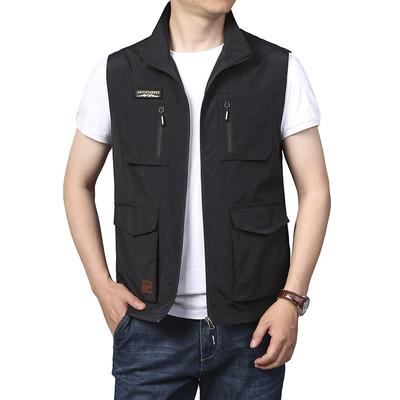 Colete masculino primavera verão fino ao ar livre multi bolso trabalho colete secagem rápida colete masculino pesca colete