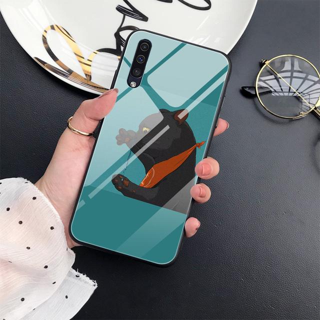 Cute Cat Animal Case For Samsung Galaxy A52 A71 A72 A70 A73 A53 A13 5g A03 A22 A21s A03 Core A42 Cartoon Tempered Glass Cover