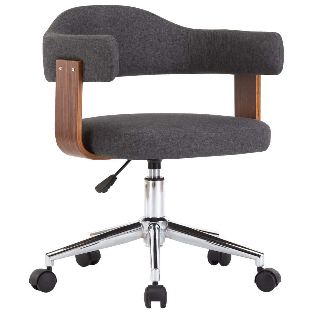 Swivel Office Chair Grey Bentwood and Fabric