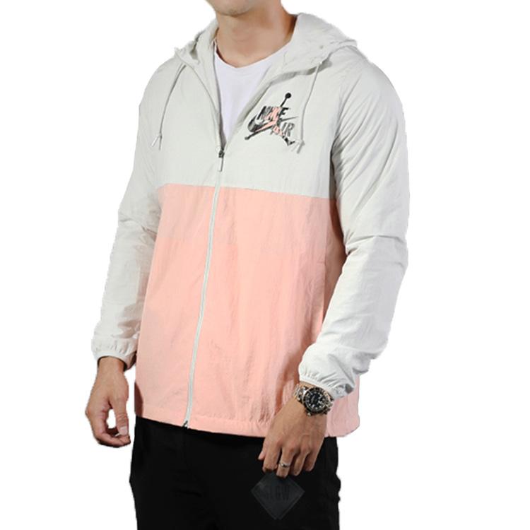 Jordan Alphabet Print Basketball Hooded Jacket Men Jackets White Pink CK2218-072