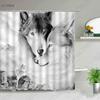 Cat Dog Cow Shower Curtain Set Cute Animal Bathroom Curtains Fabric Christmas Home Bathroom Decor Bathroom Accessories Set