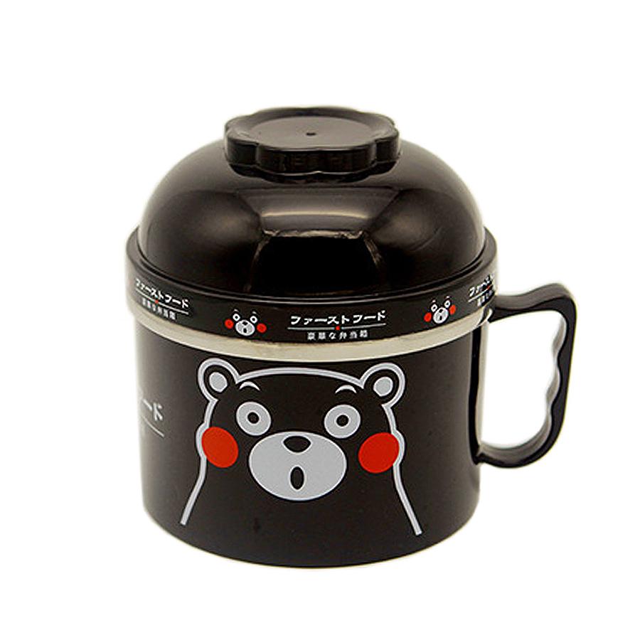 

Японський стиль Мультяшна миска для рамену з кришкою, Велика чашка з нержавіючої сталі для дому, Дітей та студентів, Ланч-бокс Бенто Контейнер для фаст-фуду чорний