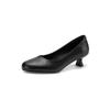Krazing Pot Cow Skin round Toe stiletto Med Heels Summer Shoes Big Size 42 Beauty Lady Women Shallow Pumps