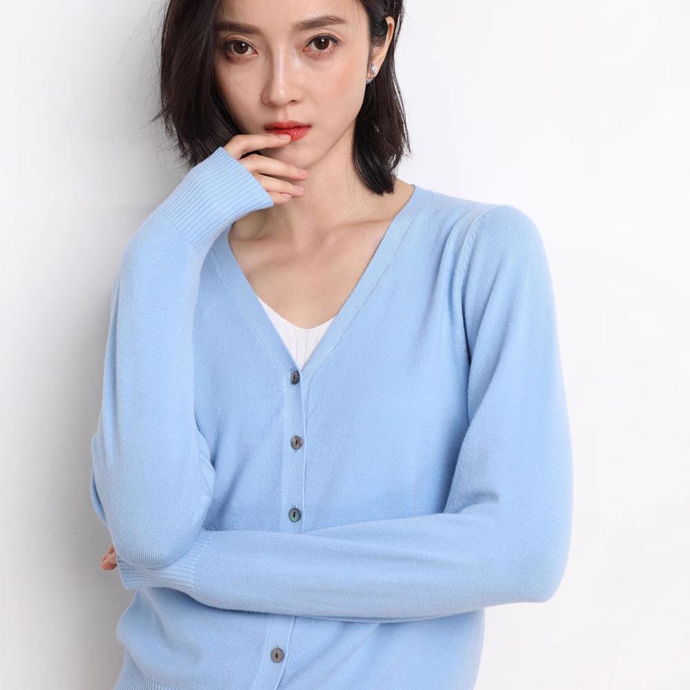 

Women s Spring-Summer V-Neck Slim-Fit Knitted Cardigan Sweater S for 90-100 lbs