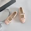 Inner height increase single shoes women's 2025 spring new Korean version grandma shoes elastic band word with bow Mary Jane shoes