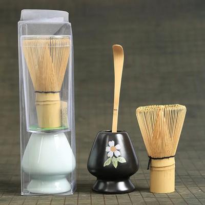 Cerimonia Giapponese Frullino da Tè in Bambù Matcha Pratico Macinino Pennelli Strumenti da Tè con Cucchiaino Caffè Tè Verde Pennello Strumento Chasen