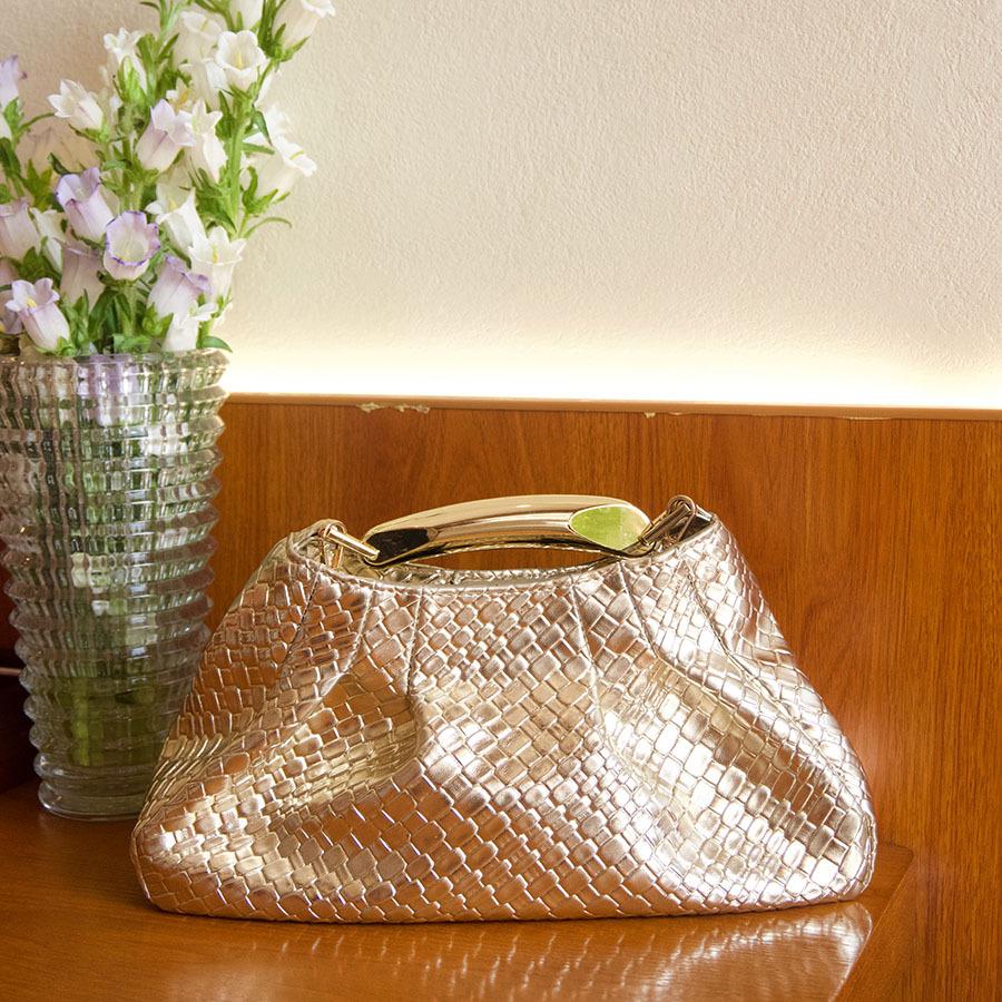 Stylish and simple glossy cloud woven bag temperament metallic clutch bag chain single shoulder underarm oblique span bag шампанского