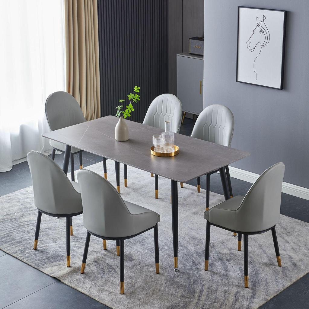 Modern Minimalist Italian Rock Slab Dining Table Set for Small Apartments