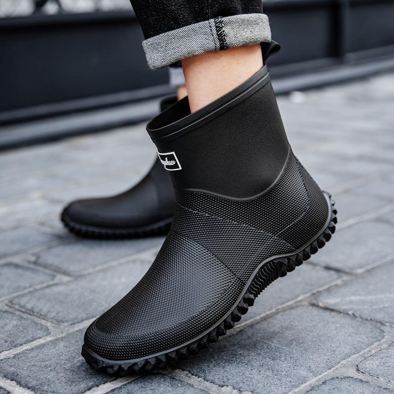 Fashion Women's Short Non-slip Rain Shoes Couple Integrated Waterproof Shoes Outdoor Commuting Rain Boots Men