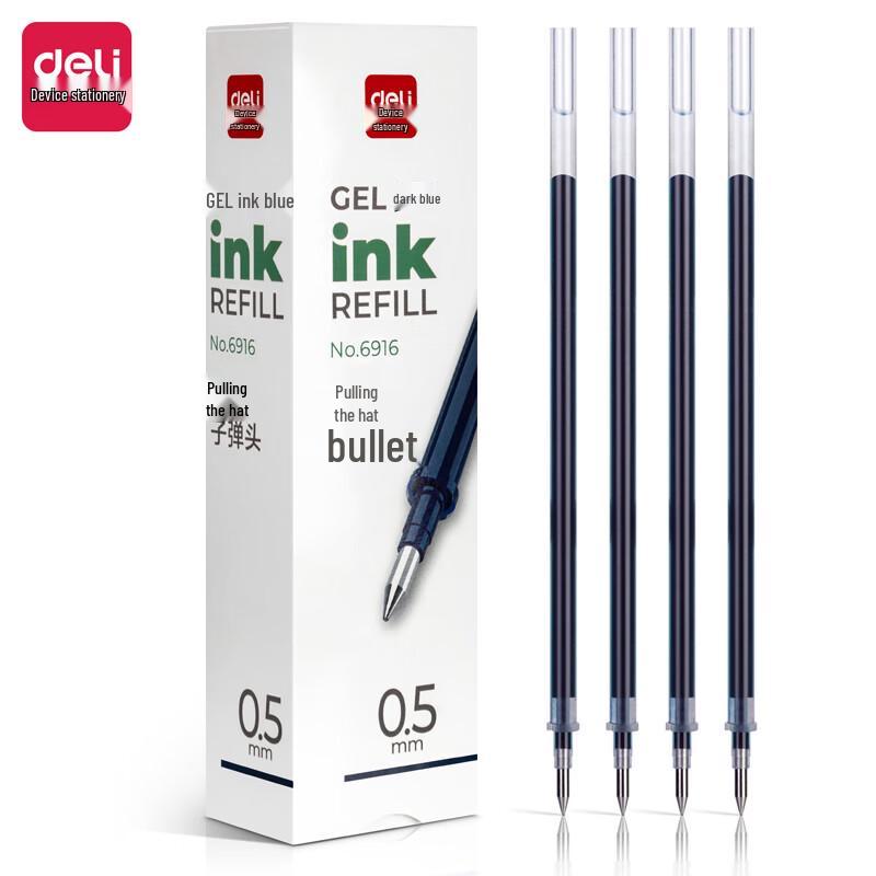 Deli 6916 0.5mm Gel Pen Refills, Bullet Tip