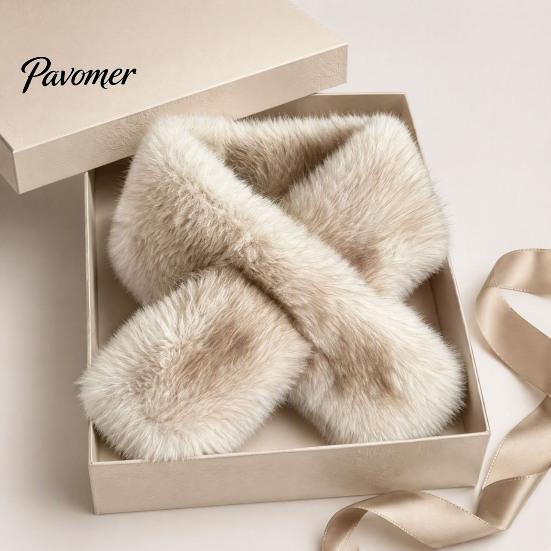 Winter Essential Clothing Accessories Faux Fur Collar Scarf for Women, Plush Neck Warmer Scarf, Fluffy Versatile Fashion Scarves, Thanksgiving