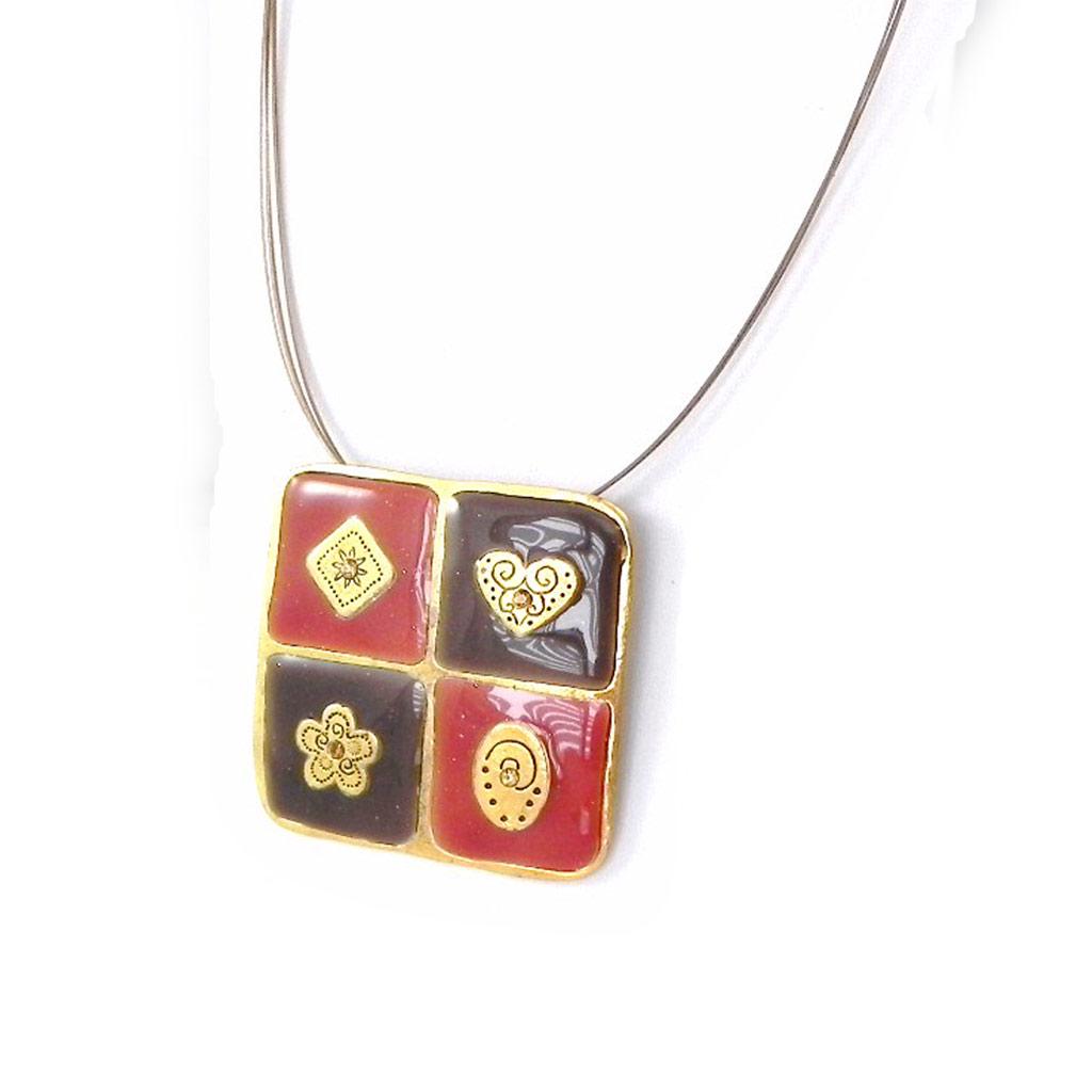 Les Trésors De Lily [C5469] - Designer-Halskette 'Salomé' Orange Braun