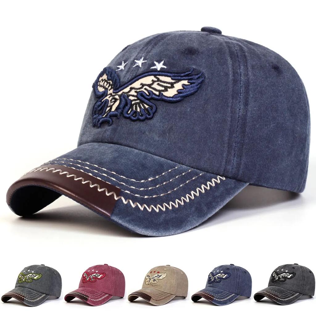 Baseball Wash Stitching Embroidered Pentagram Eagle Neutral Gender Women Men For Caps Spring Autumn Outdoor Adjustable Casual Hats Dad Hat