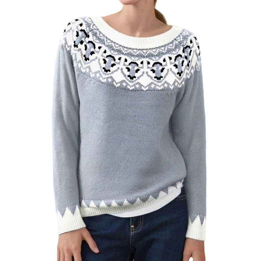 Women's Long Sleeve Crewneck Pullover Top for Casual Everyday Wear and Fall Layering