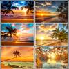 Beach Sunset Clouds Coco Nut Tree Canvas Painting Palm Tree Posters and Prints Sunrise Seascape Home Room Decor Unframed