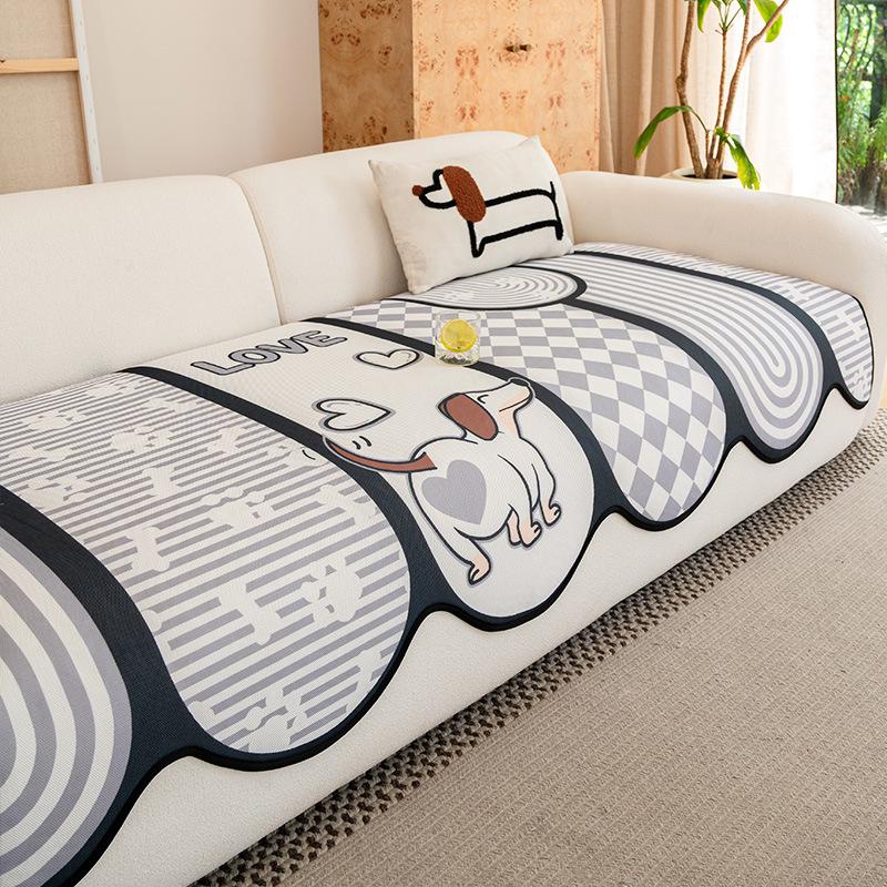 2025 Summer New Special-shaped Sofa Cushion Cartoon Cool Ice Silk Seat Cushion Straight Row Non-slip and Anti-cat Scratch Mat Cover