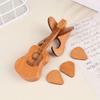 Wooden Guitar Pick Box With Standard 3 Pcs Engraved Guitar Picks Box Guitar Plectrum Storage Box For Guitar Lovers Guitarists