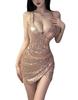 SHUMING Sexy Mini Dress for Deep Tight Perfect for and Hostesses Photo Women, V-Neck, Fit, Parties, Clubs, (See #12)