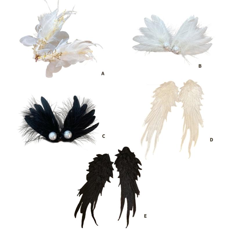 Feather Duckbill Hair Clip Side Hairpin Embroideried Wing Shape Hair Clip for Women Girl Hair Decoration Accessories