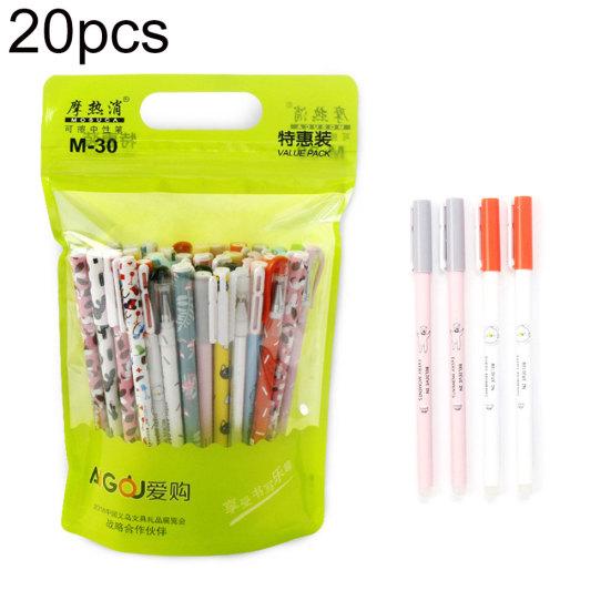 Lot de 10/20 stylos gel effaçables à encre noire et bleue, 0,35 mm, motif animal, papeterie scolaire