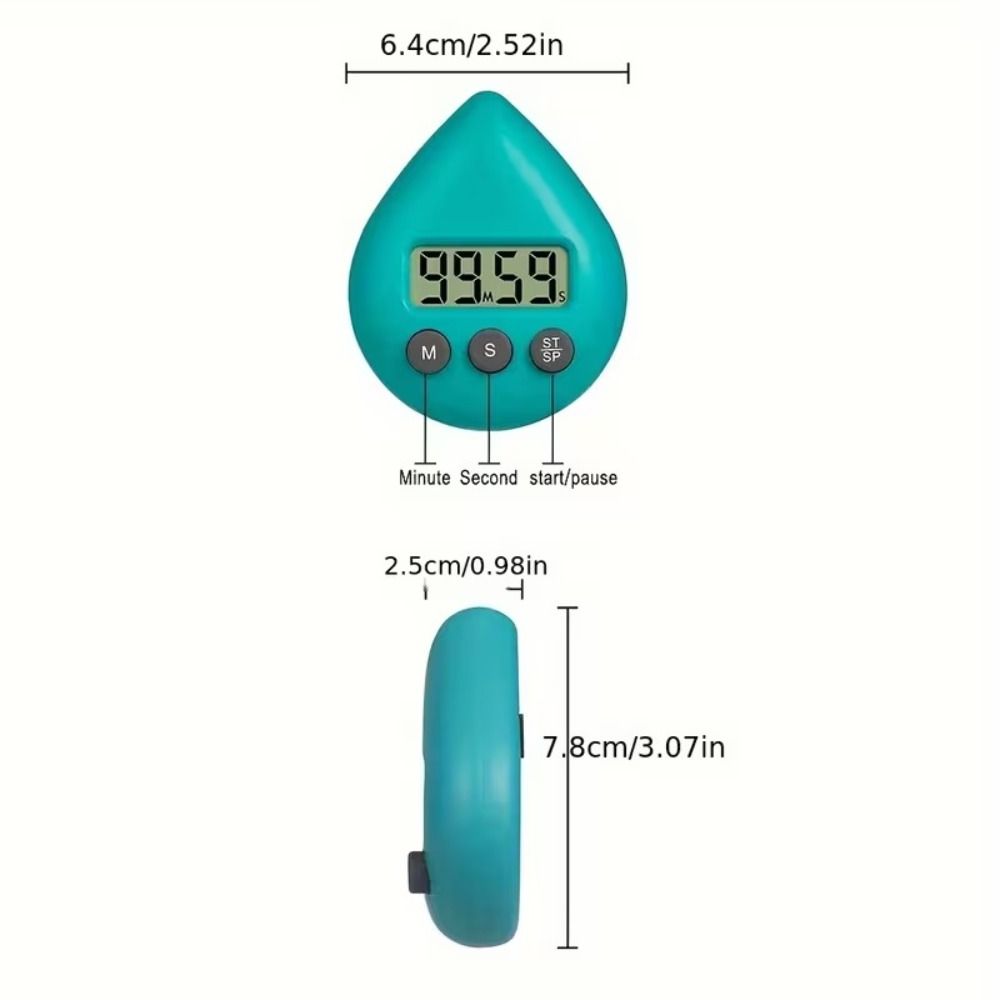 Water Drop Shape Countdown Timer Hanging Hole Precise Timer Digital Shower Timer Classroom