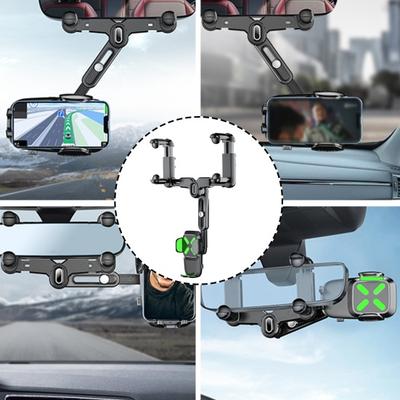 Car Rearview Mirror Phone Holder for Navigation Selfies Live Broadcasting Multifunctional Retractable Car Phone Holder