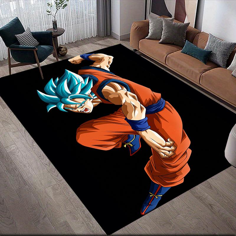 Son Goku Cartoon Illustration Square Area Rug, Non-Slip Floor Mat for Home Decor, Perfect Gift for Dragon Ball Fans.chl