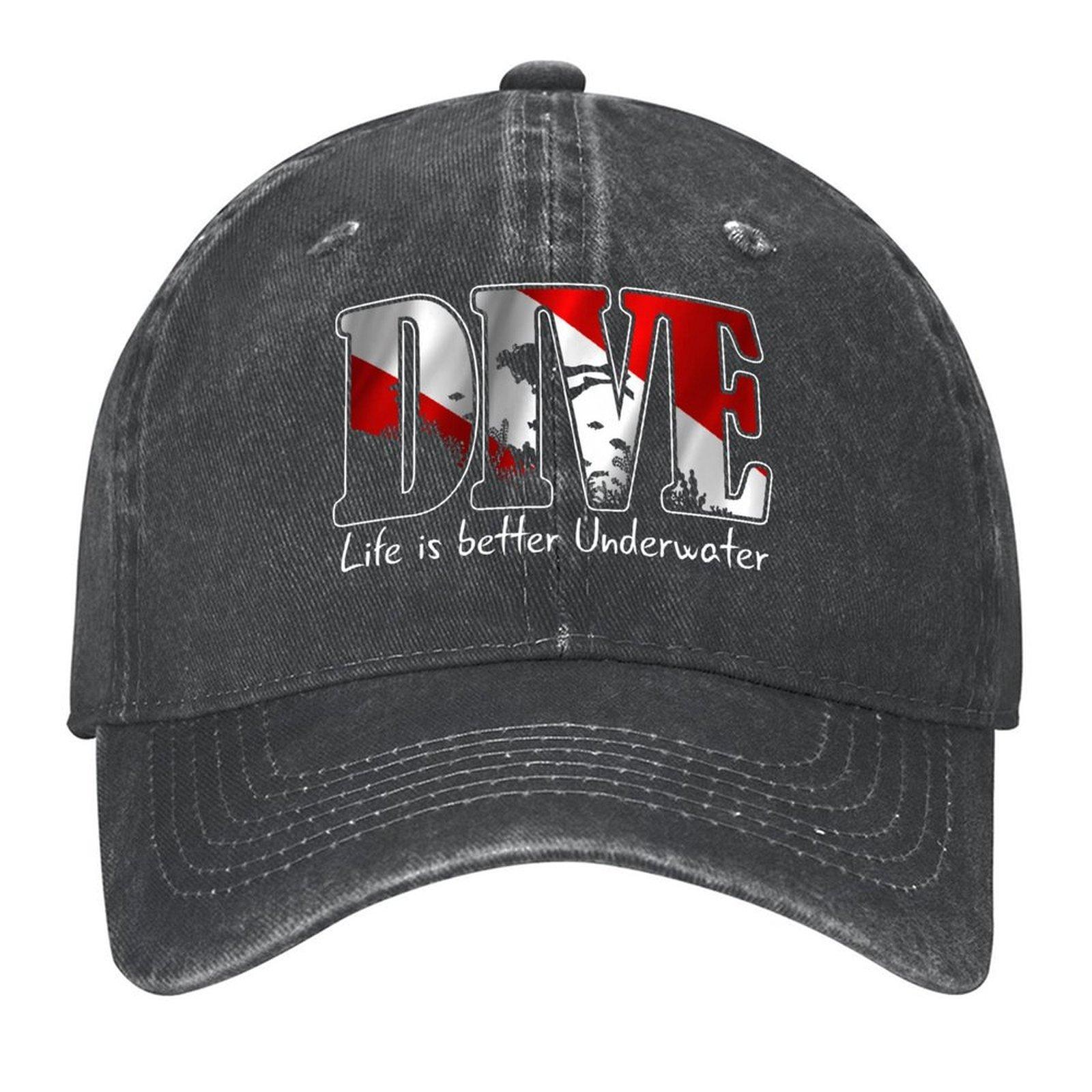 

2026 Scuba Diving ~ Life Is Better Underwater Baseball Cap Sun Hat For Children Hats On Offer Visor Golf Cap Hats For Men Women