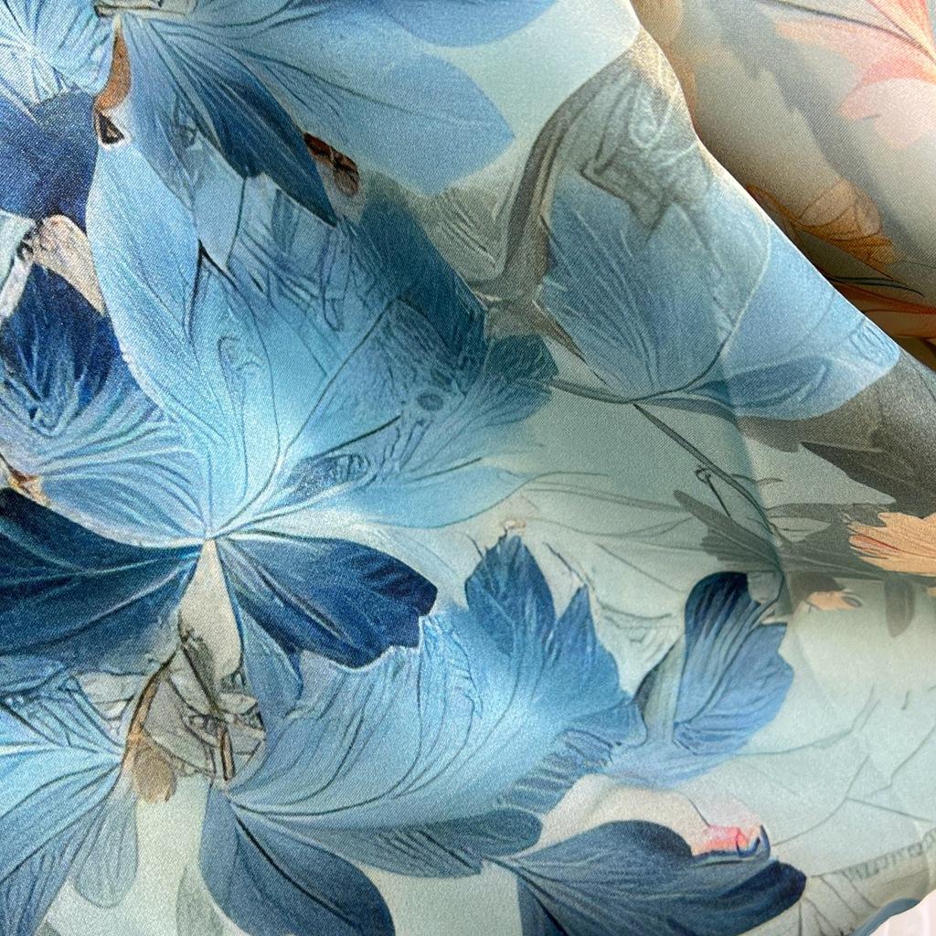 New Chinese Style National Wind Finch On The Branches 100% Mulberry Silk Silk Scarf Silk Cheongsam Shawl Scarf High-End Souvenir