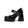 Platform Women Shoes Chunky Heels Square Toe Women's Pumps Patent Leather Female Ladies Work Shoes zapatos de mujer WSH5319