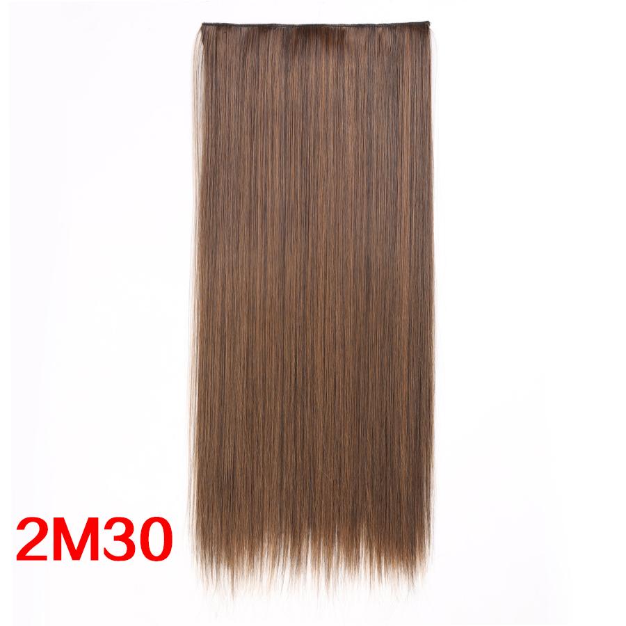Leeons 5 Clips In Hair Extensions Synthetic Straight Heat-Resisting Fiber Clip On 24 Inch Blonde Brown Fashion Color For Women