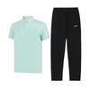 Li Ning Lifestyle Series Summer Lightweight Short Sleeve Polo Shirt Versatile Comfortable Simple Long Pants Casual Sports Set APLT079-2+AYKU703-1