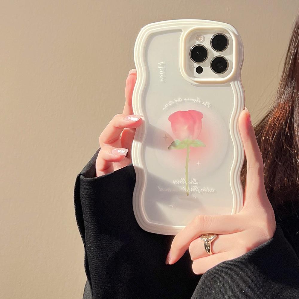 

Трехмерная роза Подходит для чехла для мобильного телефона iPhone16 15promax Apple 13 Жемчужная цепочка Xr Женский Xs Сияющее масло 12pro (6.1)