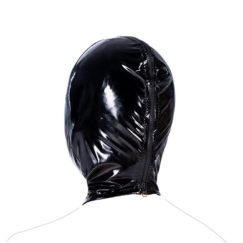 Sensual Elastic Glossy Mask with Mouth Opening for Roleplay and Crossdressing