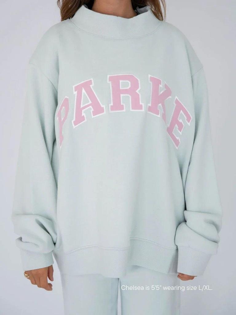 Embroidered Women's Half-High Collar Loose Pullover Sweatshirt, Long-Sleeved Winter Top