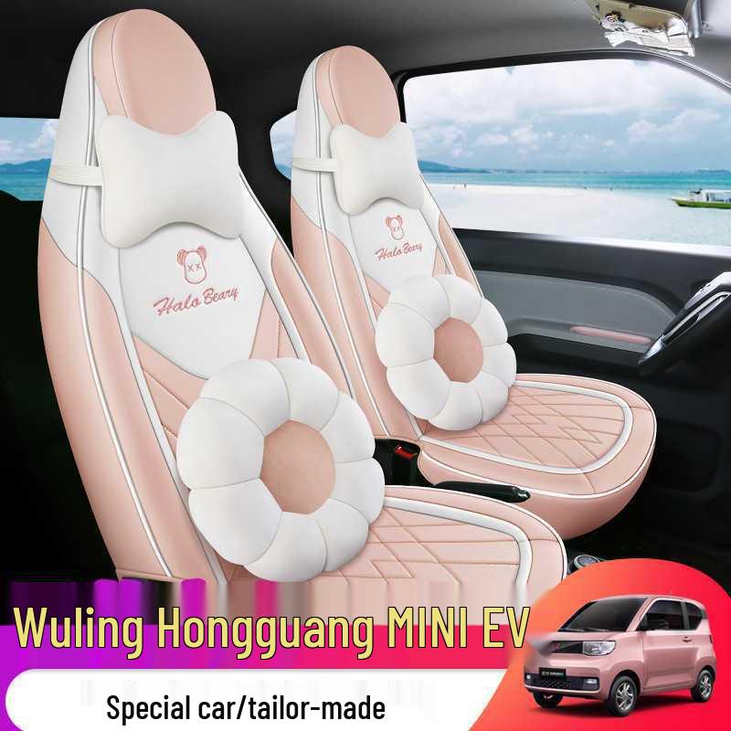 Wuling Hongguang MiniEV Seat Covers: Macaron Full Coverage, All-Season Car Seat Cushions for 2020-2023 Models
